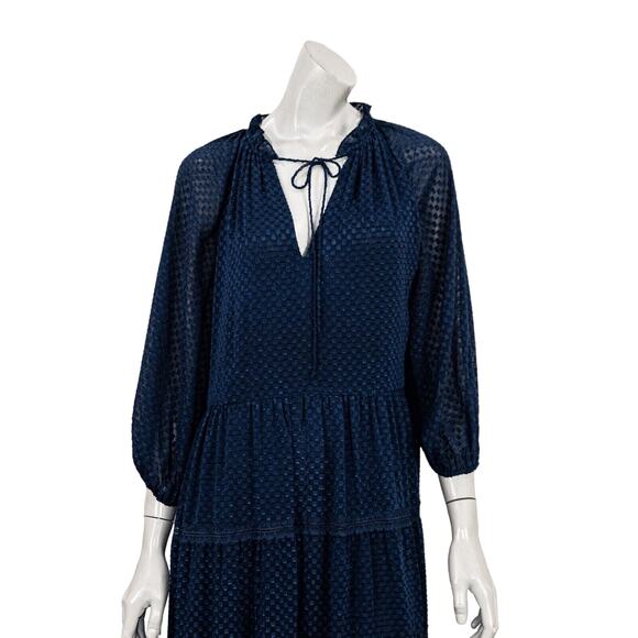 Alice + Olivia Layla Tiered Silk Midi Dress in Blue Women's Size Medium - Picture 7 of 11